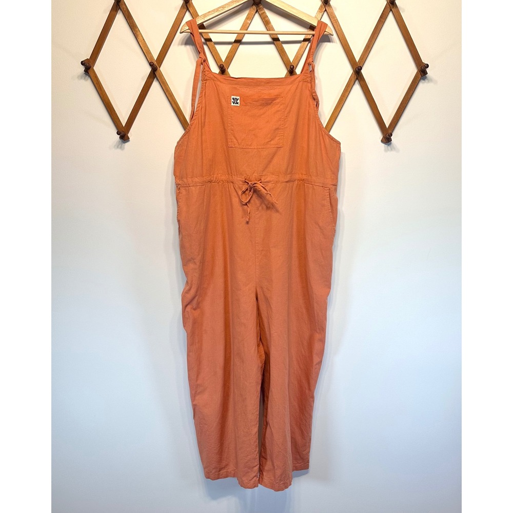 Lucy & Yak Linen Overalls Clay Burnt Orange Cropped Dungarees 20 US Wide Leg